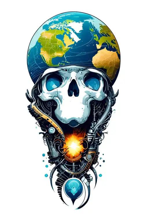 world travel tattoo design idea