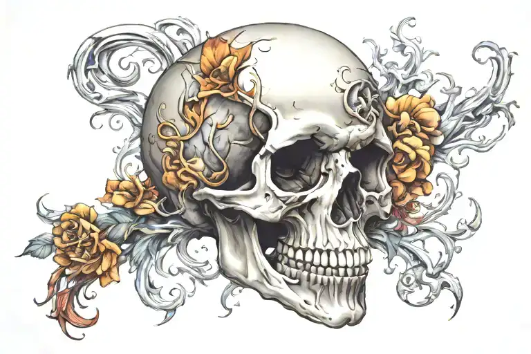 easy to paint skull tattoo design idea
