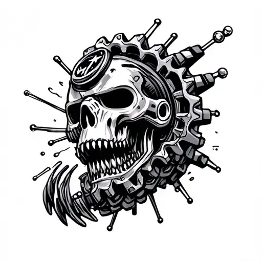 gearhead racer steaming head adrenaline molecule tattoo design idea