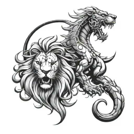 lion and scorpion wrapped tattoo design idea