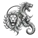 lion and scorpion wrapped tattoo design idea