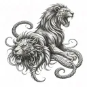 lion and scorpion wrapped tattoo design idea