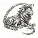 lion and scorpion wrapped tattoo design idea