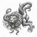 lion and scorpion wrapped tattoo design idea