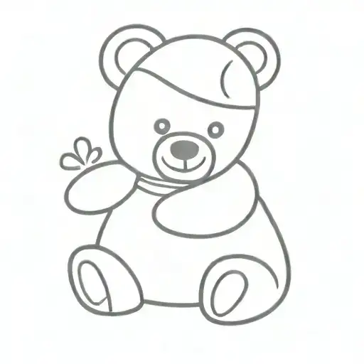 Skylah with teddy bear on the end of the h tattoo design idea