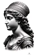 Athena with realistic sexy beautiful statue design for tattoo tattoo design idea