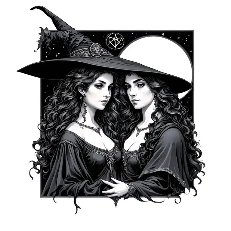 matching couples tattoo based off of witchcraft  tattoo design idea