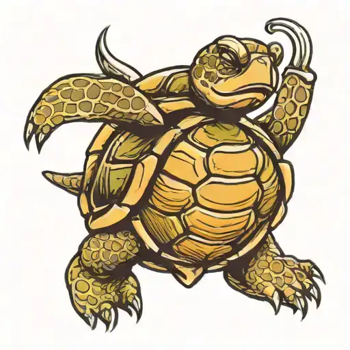 A sketch style tattoo of a turtle wearing boxing gloves, representing your love for martial arts and your favorite animal tattoo design idea