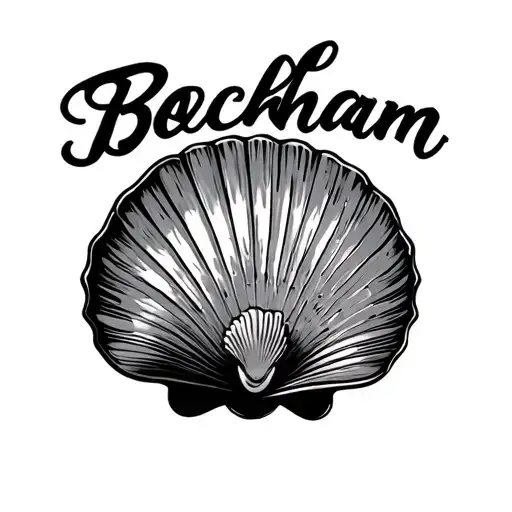 "Beckham & Cora" seashell outline boarder tattoo design idea