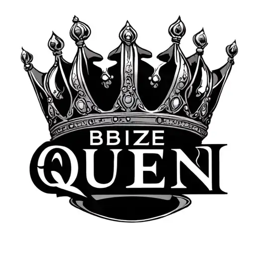 "BBC SIZE QUEEN" three line text tattoo design idea