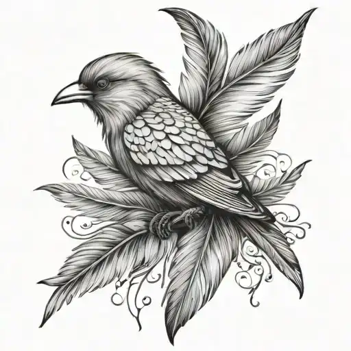 feathers shaped like a bird tattoo design idea