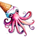 ice cream cone with an octopus  tattoo design idea