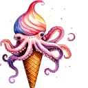 ice cream cone with an octopus  tattoo design idea