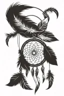 a dream catcher with feathers tattoo design idea