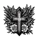"LLSS" rest in peace cross tattoo design idea