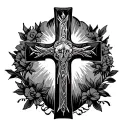 "LLSS" rest in peace cross tattoo design idea