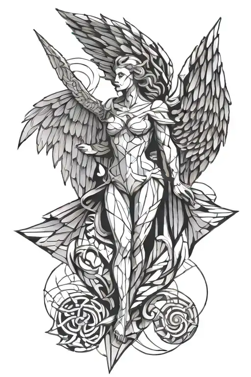 angel half demon tattoo design idea