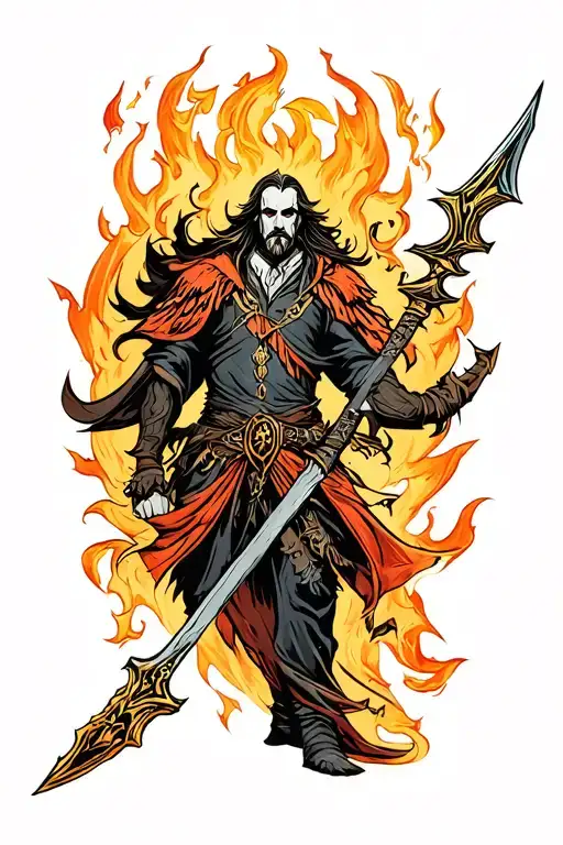 bard warlock spear DND tattoo design idea