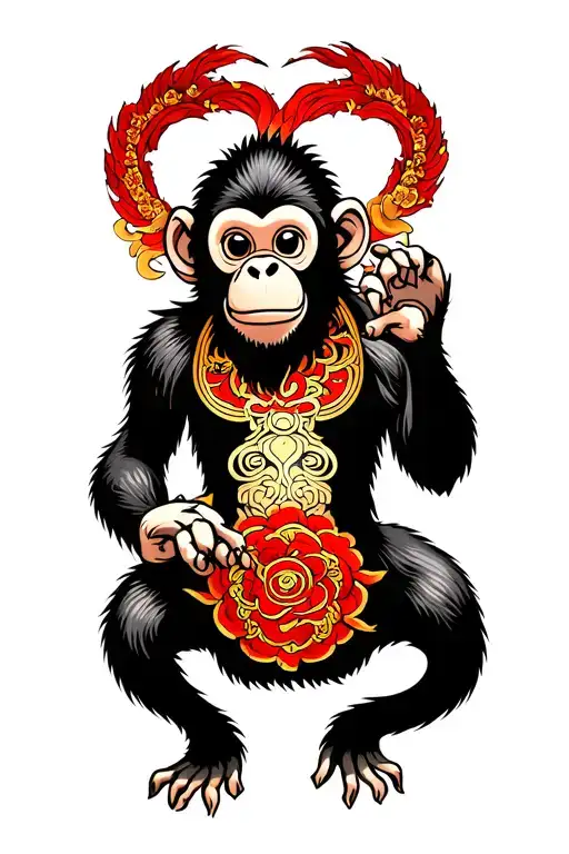 monkey Chinese zodiac tattoo design idea