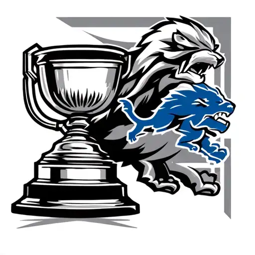 Detroit Lions logo holding lombardi trophy tattoo design idea