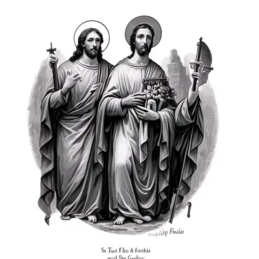 st Anthony, St Jude, St Michael and St Framcis tattoo design idea