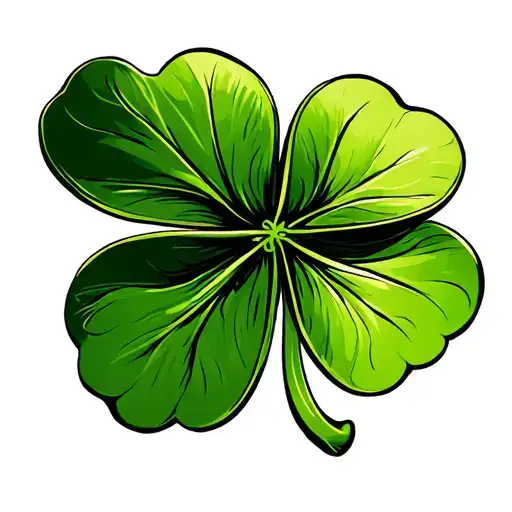 a 4-leaf clover with the second top leaf half cut off tattoo design idea