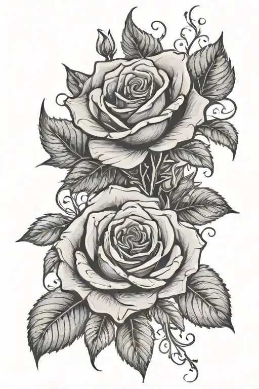 roses and vines tattoo design idea