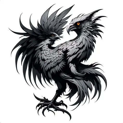 aggressive black phoenix tattoo design idea