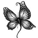 semicolon butterfly body with wire wings flying tattoo design idea