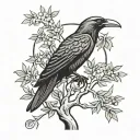 olive tree guide ravens Huginn and Muninn tattoo design idea
