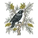 olive tree guide ravens Huginn and Muninn tattoo design idea