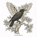 olive tree guide ravens Huginn and Muninn tattoo design idea