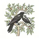 olive tree guide ravens Huginn and Muninn tattoo design idea