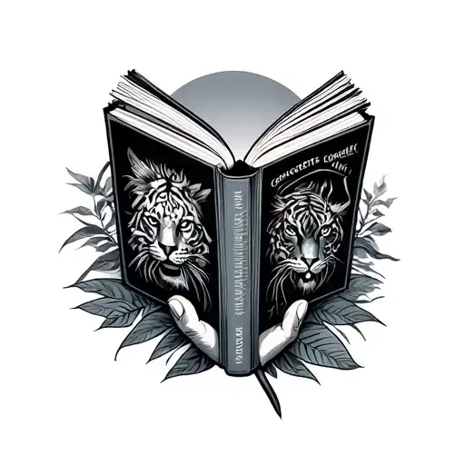 book of concrete jungle book holding tattoo design idea