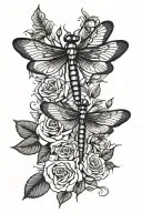 dragonfly roses tattoo design idea