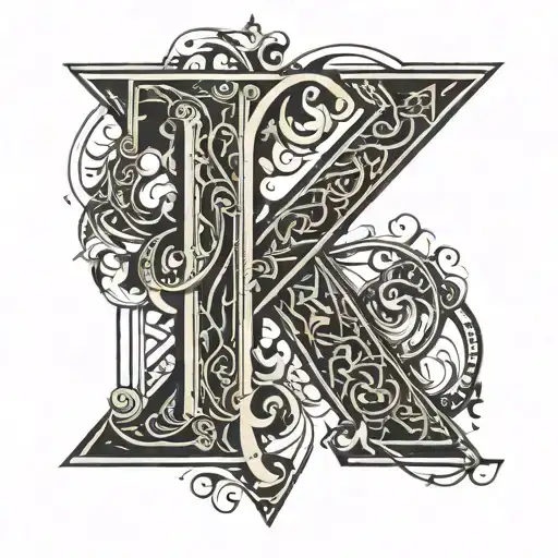 Letters R, C, M, S incorporated togheter in a single image with caligraphy writing tattoo design idea
