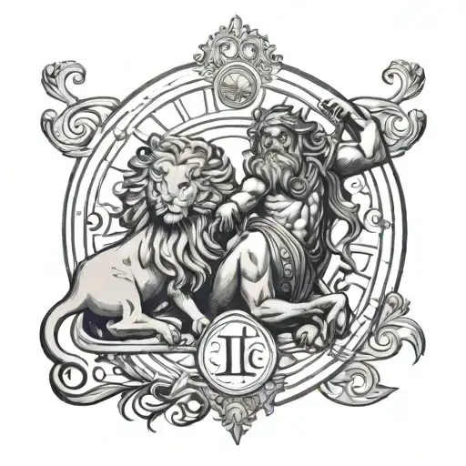 LEO AND LIBRA ZODIAC SIGN tattoo design idea