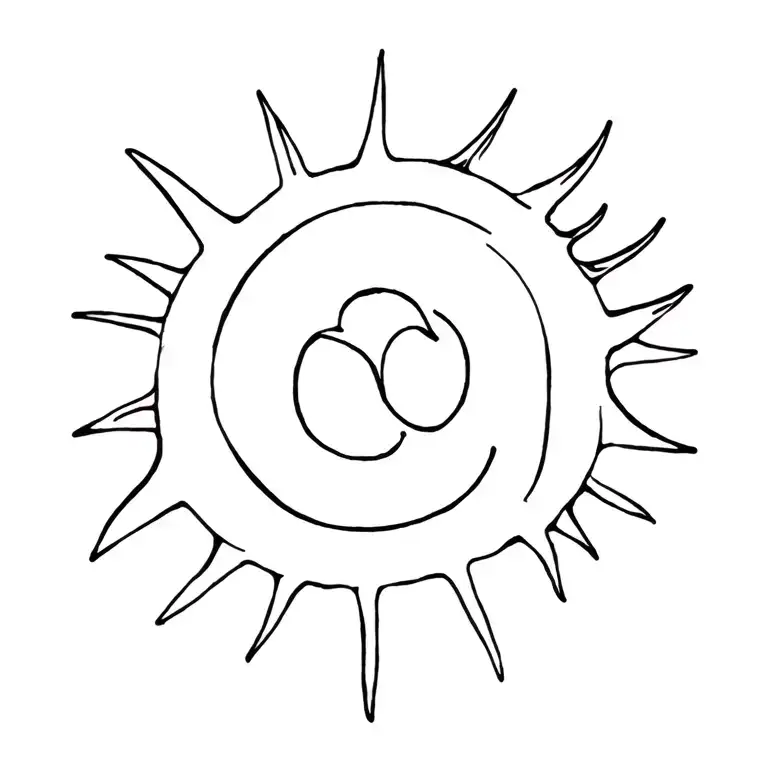 a sun with features and a melted c and s melted tattoo design idea