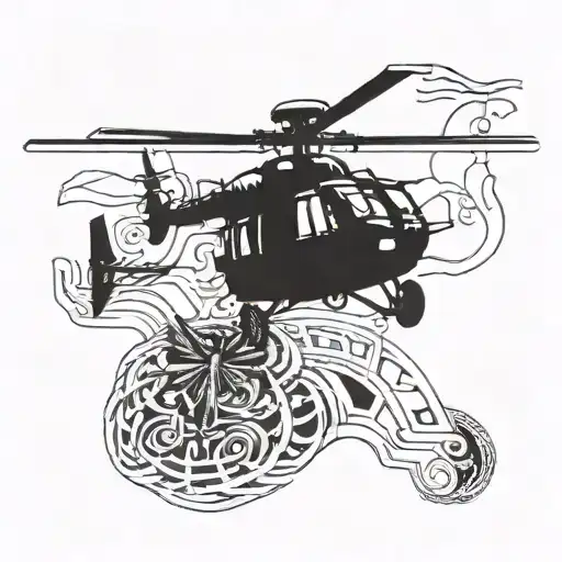 Black Hawk Helicopter tattoo design idea