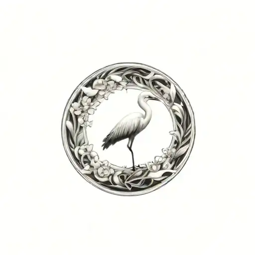 Coverup egret tattoo design idea