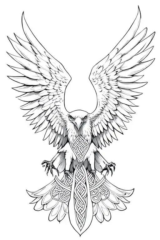 eygiptian eagle with wide wingspan celtic designs tattoo design idea