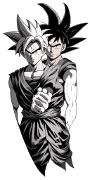 a sleeve with goku and gohan ssj2 tattoo design idea