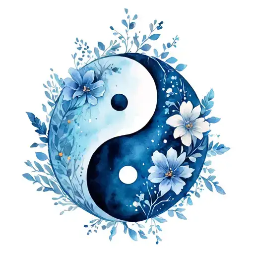 yin yang with flowers and soul sister in Morse code tattoo design idea