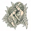 angels choking on their halos tattoo design idea