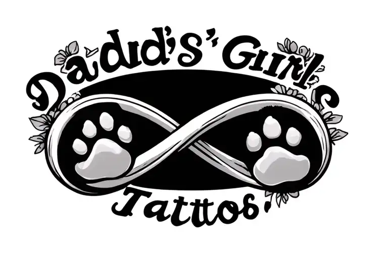 infinity symbol with wording Daddy's Girl with some bear paws tattoo design idea