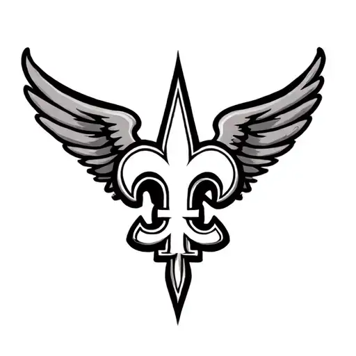 saints logo incorporated with wings spread wide tattoo design idea
