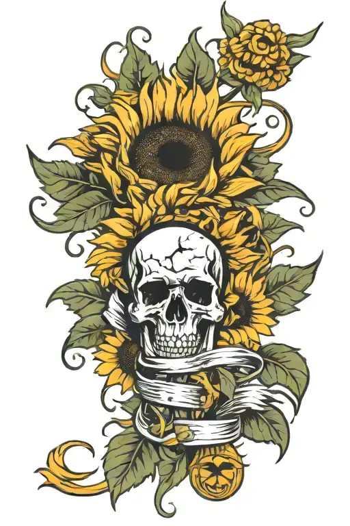 claymore bomb and sunflowers wrapped tattoo design idea