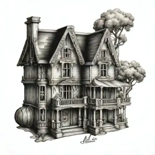 a dollhouse with the words "as if you needed a reason" around it tattoo design idea