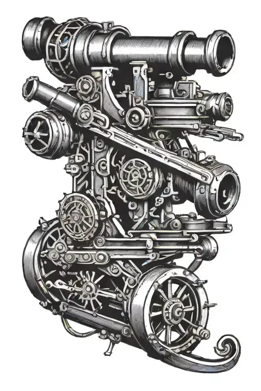 The arsenal cannon "Gunner" with a red letter A in the middle  tattoo design idea