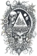 eyeball pyramid dragon roses skull tattoo design inspired tattoo with a big tree waterfall moon whale nasty bird snakes  tattoo design idea